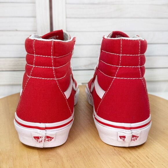 Vans SK8-Hi Canvas High-Top Sneakers Shoes Red White 7 Men 8.5 Women - Picture 6 of 11